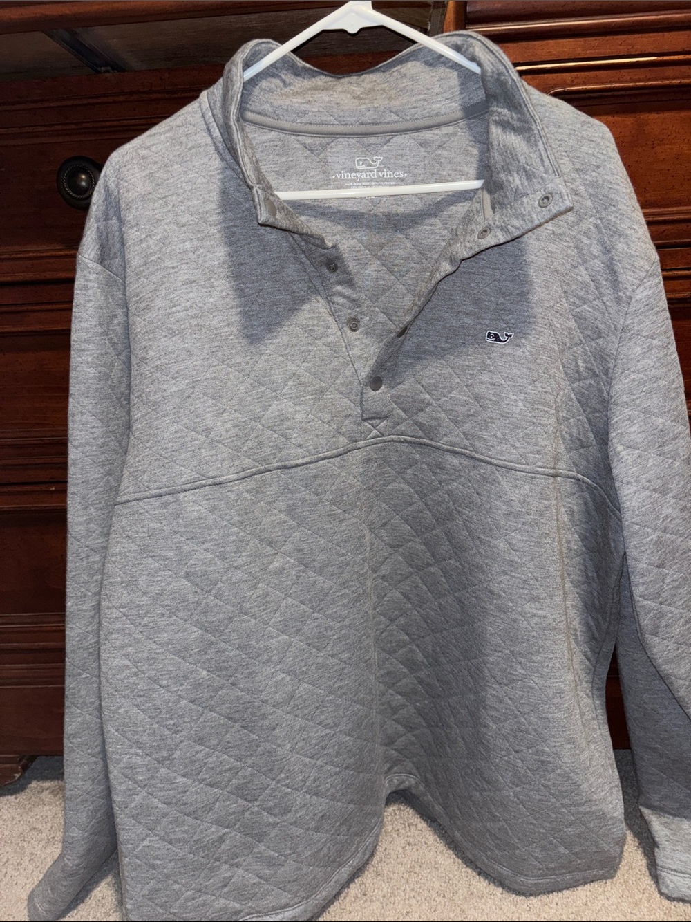 Vineyard Vines Quilted Snap Pullover - Light Gray